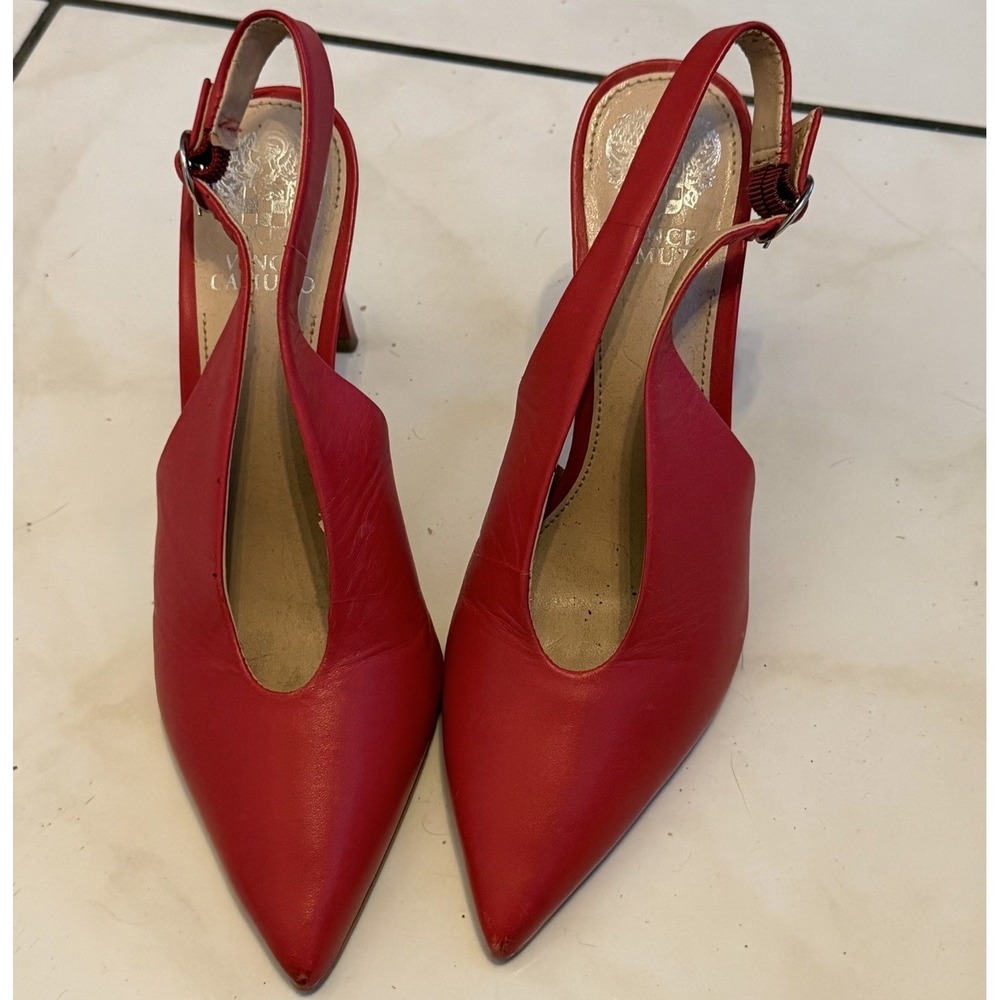 Vince Camuto Red Pointed Toe Slingback Heels